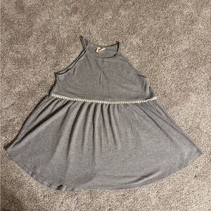 Gray Sleeveless tank top with Beaded Waist